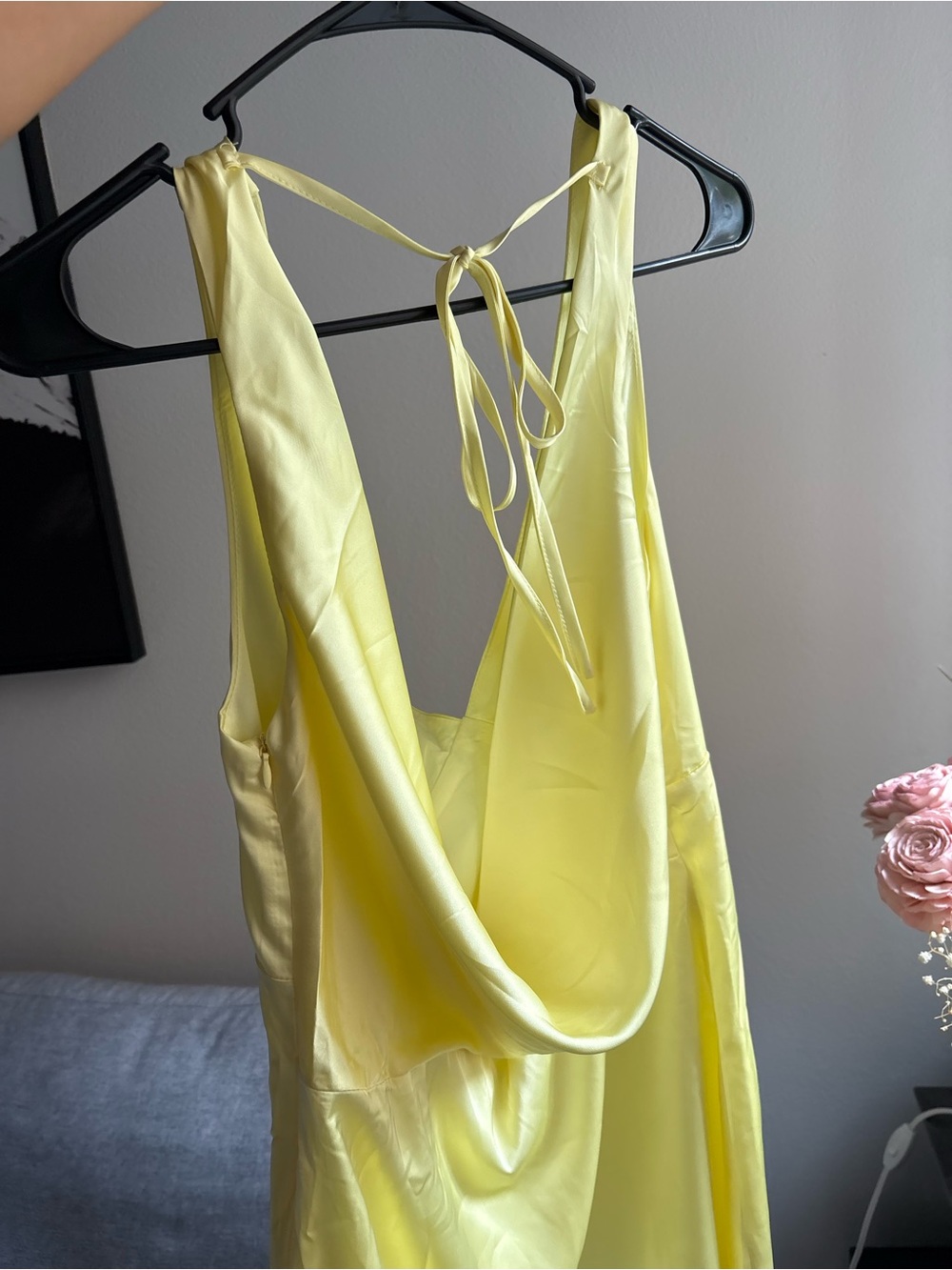 Peppermayo Yellow Backless Satin Halter Dress - Picture 3 of 6
